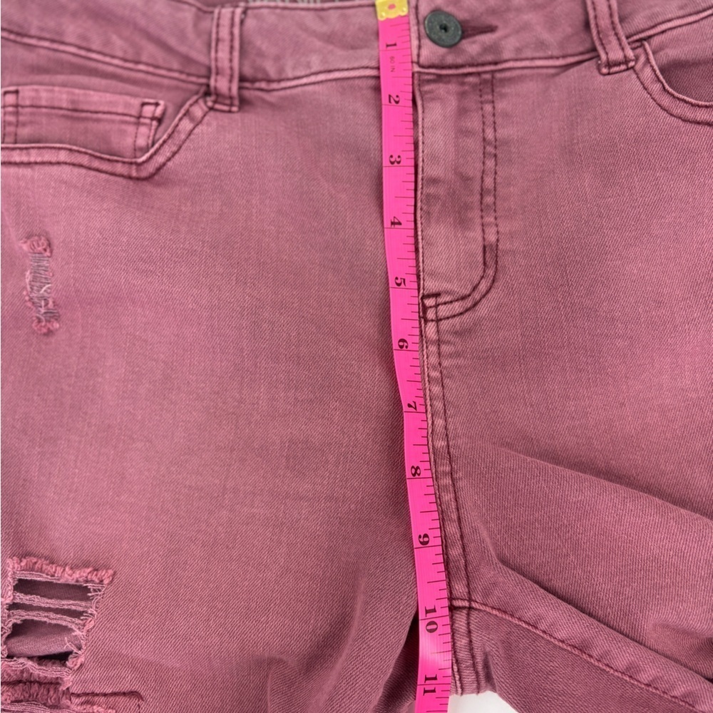 Vanilla Star Juniors burgundy Mid Rise Crop Jeans -13 - Picture 7 of 8